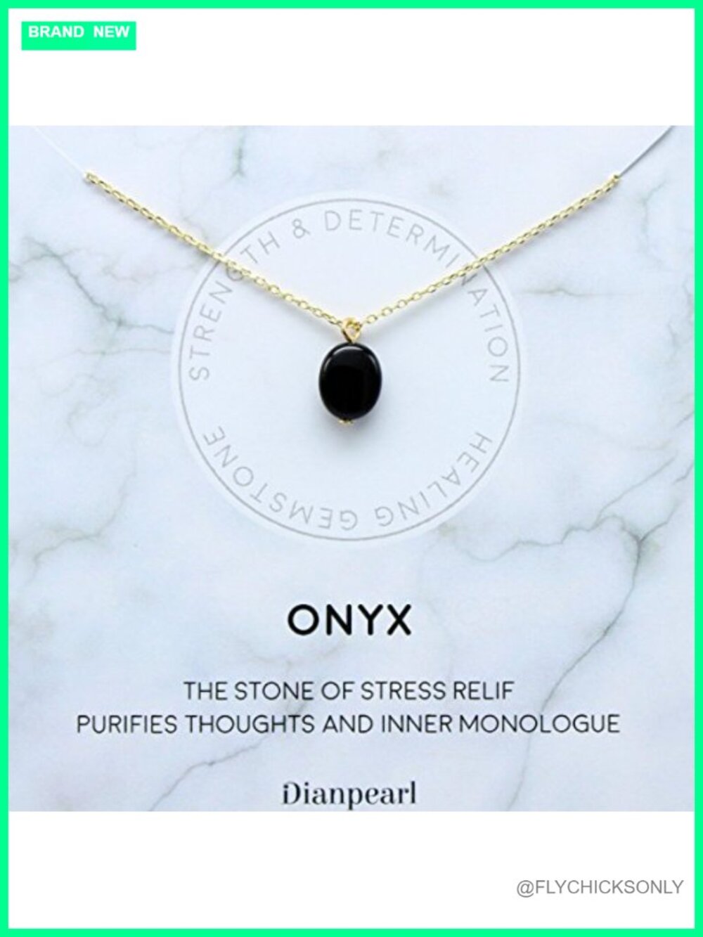 Onyx Pendant Necklace 14k Gold Plated BFF Friendship Gift
